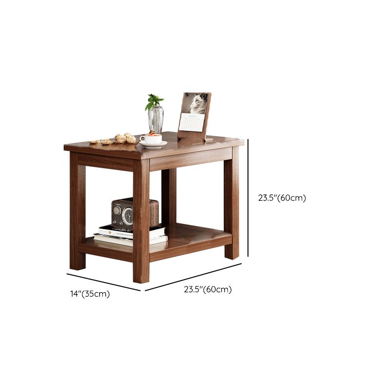 Contemporary Side Table Double Tier Wood Accent Side Table with Shelf