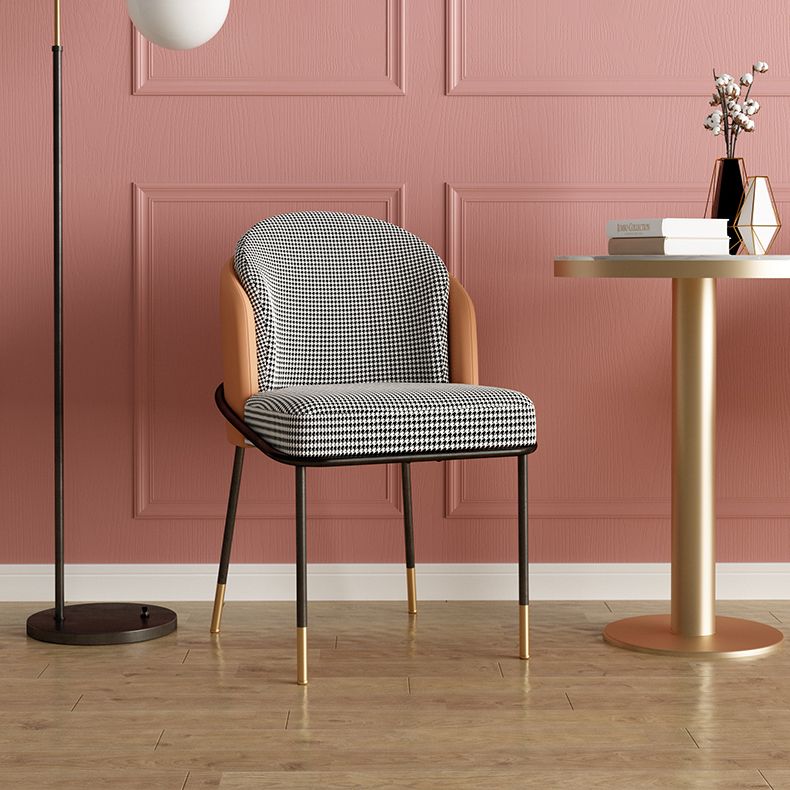 Glam Style Metal Dining Room Chairs Armless Linen Fabric Dining Chair for Home Use Clearhalo ' kitchen&dining_furn' 'Dining Chairs' 'Dining Tables & Seating' 'dining_chair' 'furn' 'furn_dining_chair' 'Furniture' 'furniture_dining_chair' 'Kitchen & Dining Furniture' 'kitchen' 1200x1200_37750fe2-1cfc-467b-bc4a-ae7235db034d