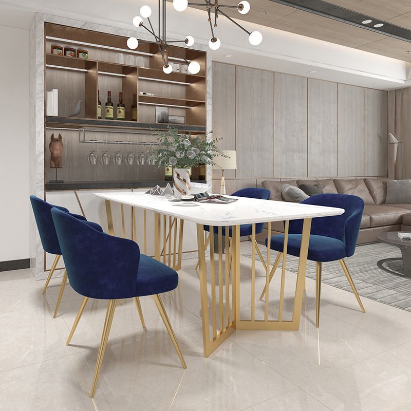 Glam Faux Marble Table Rectangle Table with Metal Legs for Home Use Clearhalo 'Dining Tables & Seating' 'Dining Tables' 'dining_table' 'furn' 'furn_dining_table' 'Furniture' 'Kitchen & Dining Furniture' 1200x1200_377538a2-02a7-4fa0-9e2c-3f8f03684ca2