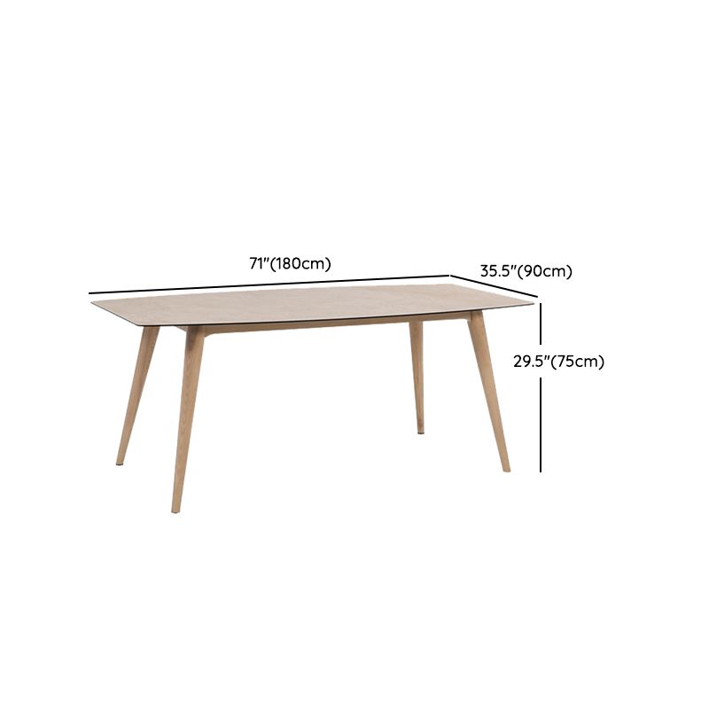 Modern Rectangle Ceramic Top Dining Table with Wood Legs for Living Room Clearhalo 'Dining Tables & Seating' 'Dining Tables' 'dining_table' 'furn' 'furn_dining_table' 'Furniture' 'Kitchen & Dining Furniture' 1200x1200_377759cf-9584-427b-9171-c24ad813c5b2