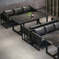 Industrial Style Black Dining Table Sintered Stone Dining Table with Black Frame Clearhalo 'Dining Tables & Seating' 'Dining Tables' 'dining_table' 'furn' 'furn_dining_table' 'Furniture' 'furniture_dining_table' 'Kitchen & Dining Furniture' 'kitchen' 'kitchen_dining_table' 1200x1200_3777f54f-c621-4379-8047-c19000348e95