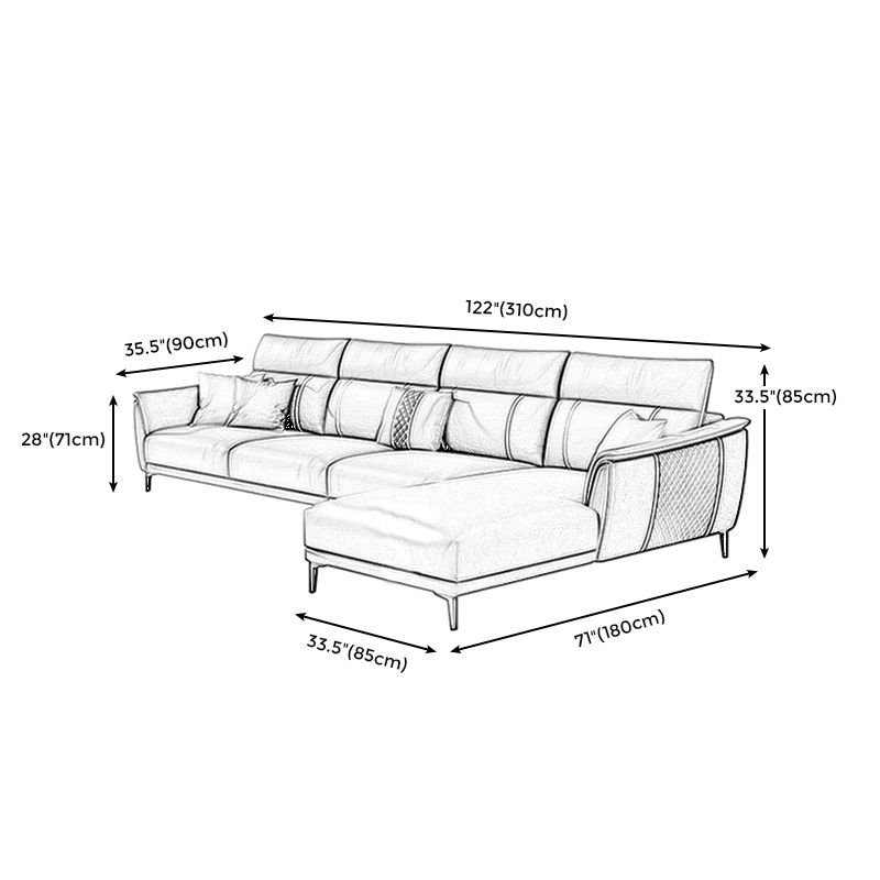 Contemporary Modular Sectional with Pillowed Back Cushions for Four People Clearhalo 'furn' 'furn_sectionals' 'Furniture' 'furniture_sectionals' 'kitchen' 'kitchen_sectionals' 'Living Room Furniture' 'Sectionals' 1200x1200_377a64bf-f3af-461e-92c7-796838c2913b