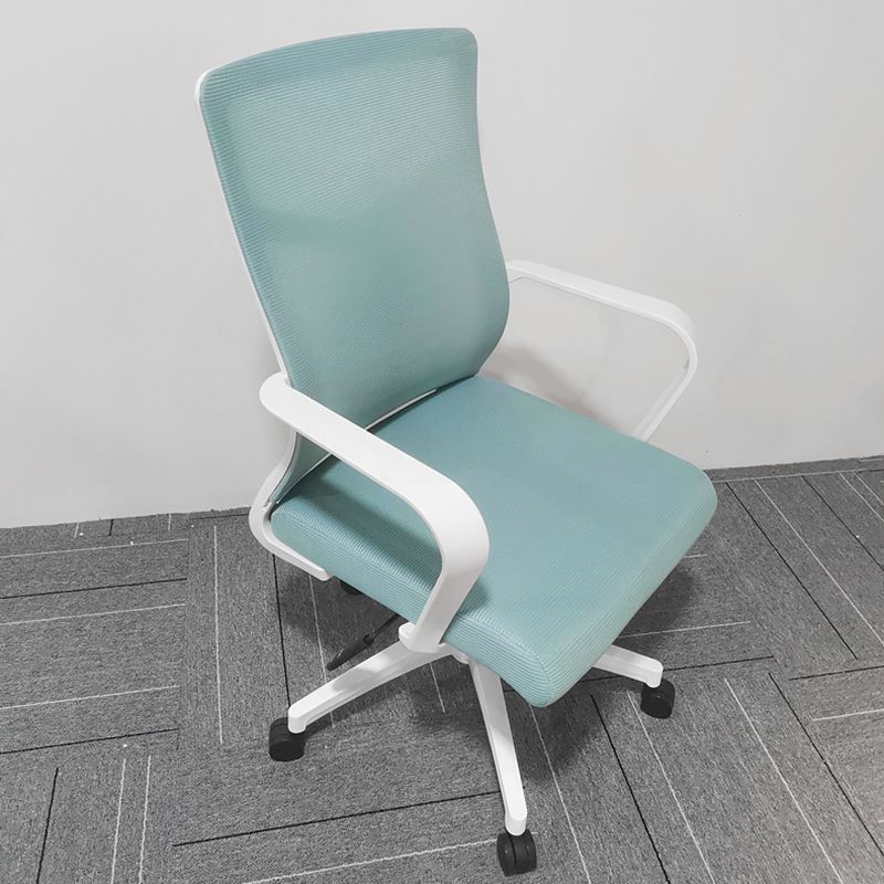 Modern Slide Office Chair Mid Back Fixed Arms Adjustable Seat Desk Chair with Wheels Clearhalo 'furn' 'furn_office_chair' 'Furniture' 'Office Chairs' 'Office Furniture' 'office_chair' 1200x1200_377ceea1-8853-4353-9b61-53799c10d010