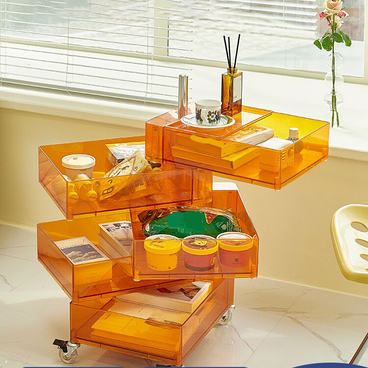 Comodino in plastica a cinque cassetti da 28 "he tavolo notturno con ruote