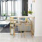 Glam Rectangle Dining Room Counter Table, Marble - 41.3" Bar Table with 2 Storage Shelves