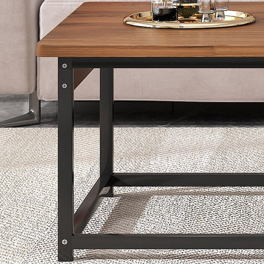 23.6" D Modern Rectangular Coffee Cocktail Table with 2-Shelf