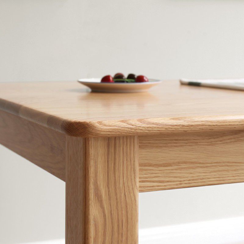 Moderne rechthoekige eiken natuurlijke tafelbladtafel met 4 massieve houten benen