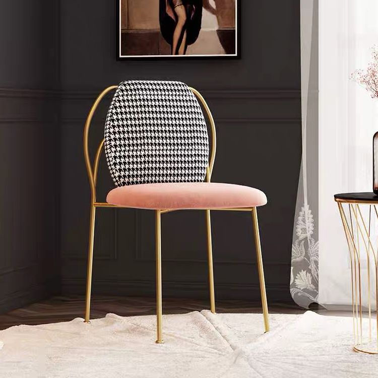 Glam Bedroom Solid Back Side Chair Velvet Matte Finish Dining Chair with Gold Leg Clearhalo ' kitchen&dining_furn' 'Dining Chairs' 'Dining Tables & Seating' 'dining_chair' 'furn' 'furn_dining_chair' 'Furniture' 'furniture_dining_chair' 'Kitchen & Dining Furniture' 'kitchen' 1200x1200_378585ca-4dee-4de6-8396-5381f1b0bde4