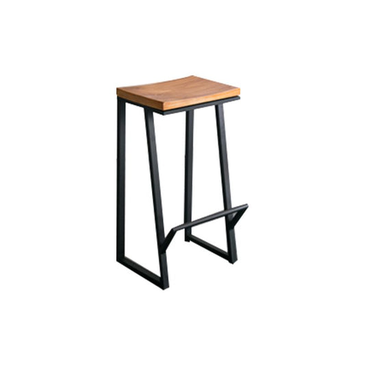 Industrial Style Bar Stools Armless Barstool with Black Metal Legs