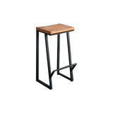 Industrial Style Bar Stools Armless Barstool with Black Metal Legs