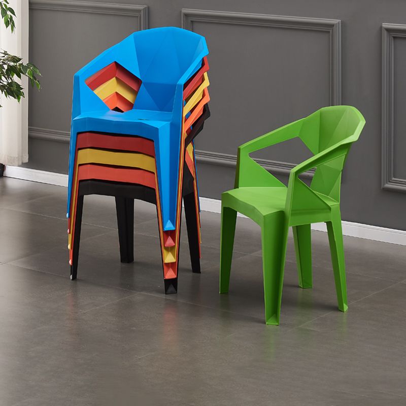 Modern Style Slat Back Stacking Side Chair Plastic Dining Arm Chairs for Home Use Clearhalo ' kitchen&dining_furn' 'Dining Chairs' 'Dining Tables & Seating' 'dining_chair' 'furn' 'furn_dining_chair' 'Furniture' 'furniture_dining_chair' 'Kitchen & Dining Furniture' 'kitchen' 1200x1200_3786cdfd-f572-4f67-abce-6e04f698a4b9