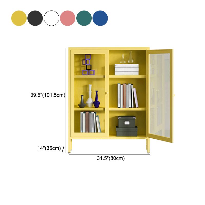 Modern Bookshelf Metal Closed Back Bookcase with Door for Office Clearhalo 'Bookcases' 'furn' 'furn_bookcases' 'Furniture' 'Office Furniture' 1200x1200_37870116-dfb6-424c-b070-9a55579fc9f5