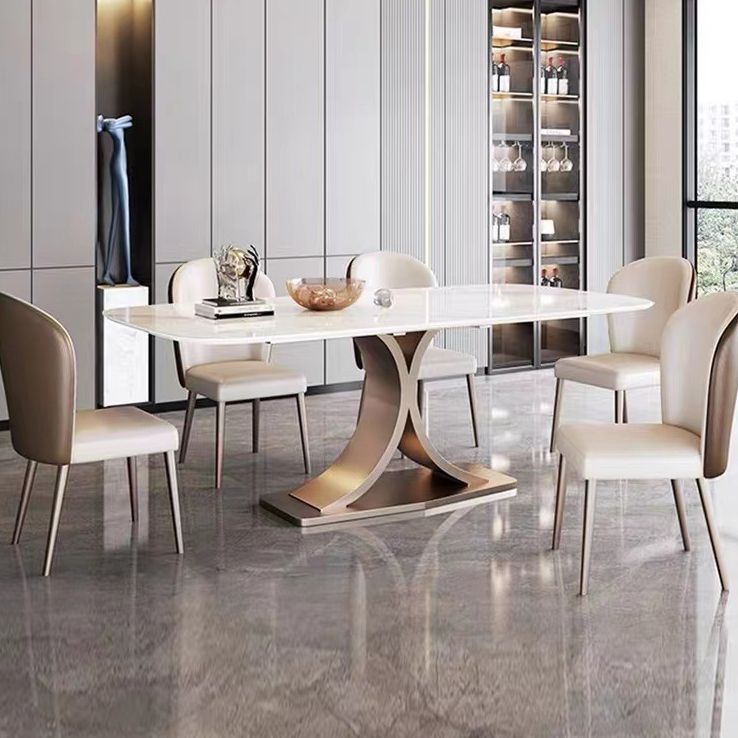 1/4/5/6 Pieces Dining Chairs Set White Rectangular Sintered Stone Top Dining Set for Home Clearhalo 'Dining Room Sets' 'Dining Tables & Seating' 'dining_room_set' 'furn' 'furn_dining_room_set' 'Furniture' 'furniture_dining_room_set' 'Kitchen & Dining Furniture' 1200x1200_378b2648-5c87-4d63-955e-c5a3b81747c5