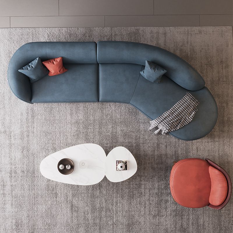 Solid Color Stain Resistant Sofa Contemporary Curved Loveseat voor appartement