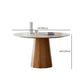 Modern Stone Top Dining Table Round Tabletop with Solid Wood Pedestal Base