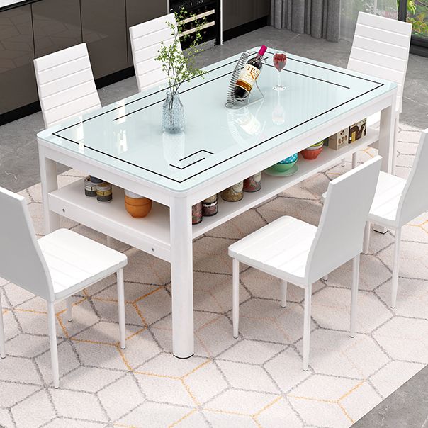 Glass Modern Rectangle Dining Table Glass Top Table for Dining Room and Kitchen Clearhalo ' dining_table' 'Dining Tables & Seating' 'Dining Tables' 'furn' 'furn_dining_table' 'Furniture' 'furniture_dining_table' 'Kitchen & Dining Furniture' 'kitchen&dining_furn' 'kitchen' 'kitchen_dining_table' 1200x1200_378c7417-16e7-450d-81f0-4d25158c114c