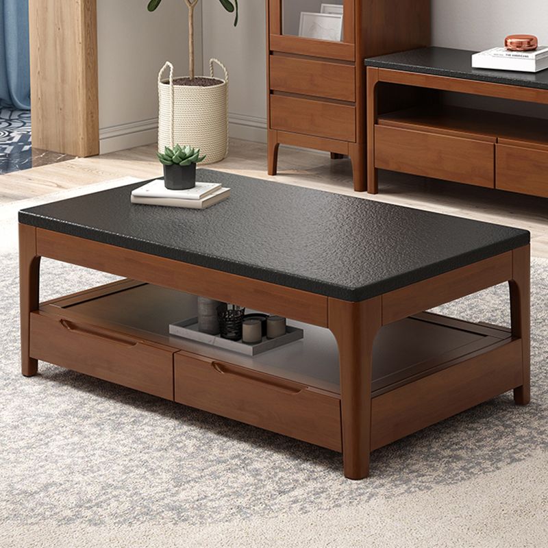 Modern 4 Legs with Storage Drawers Rectangular Single Coffee Table Clearhalo 'Coffee & Accent Tables' 'Coffee Tables' 'coffee_tables' 'furn' 'furn_coffee_tables' 'Furniture' 'Living Room Furniture' 1200x1200_378cd3fd-eaa8-488e-9773-ae6b6459c1cc