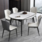 Modern Wood Base Dining Table Round Extendable 4 Legs Dining Table
