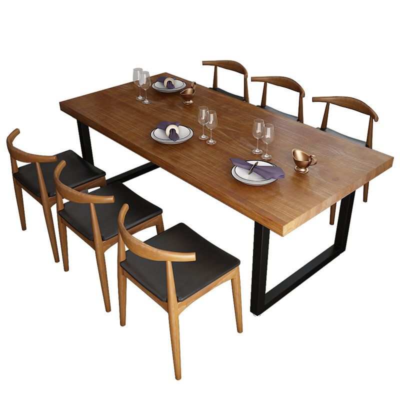 Industrial Pine Wood Dining Table Set 1/2/5/7 Pieces Dinette Set for Home