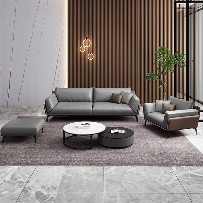 Contemporary Gray Upholstered Sofa Pillow Back Couch with Flared Arms for Living Room Clearhalo 'furn' 'furn_sofas' 'Furniture' 'furniture_sofas' 'Living Room Furniture' 'Sofa' 'sofas' 1200x1200_378efbdf-826c-40c6-b2cc-32fb3c55850f