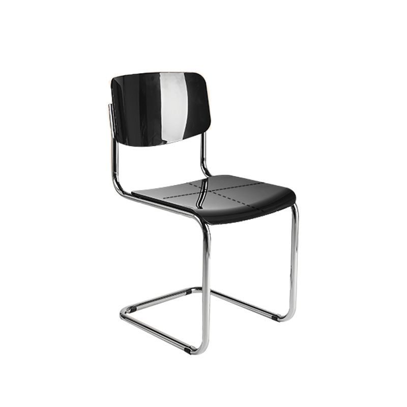 Industrial Armless Indoor Chair Plastic Open Back Side Chair with Metal Base