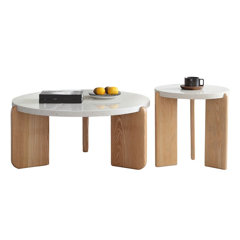 Round Terrazzo 1 Single Coffee Table Modern Style Wooden 3 Legs Cocktail Table Clearhalo 'Coffee & Accent Tables' 'Coffee Tables' 'coffee_tables' 'furn' 'furn_coffee_tables' 'Furniture' 'Living Room Furniture' 1200x1200_37923c18-6abb-4d7d-ad7a-4eae144c24ba