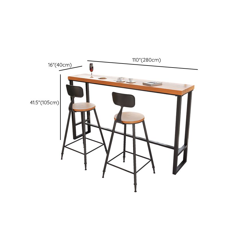 Massief houten bartafel Industriële rechthoekige bartafel met zwarte poten