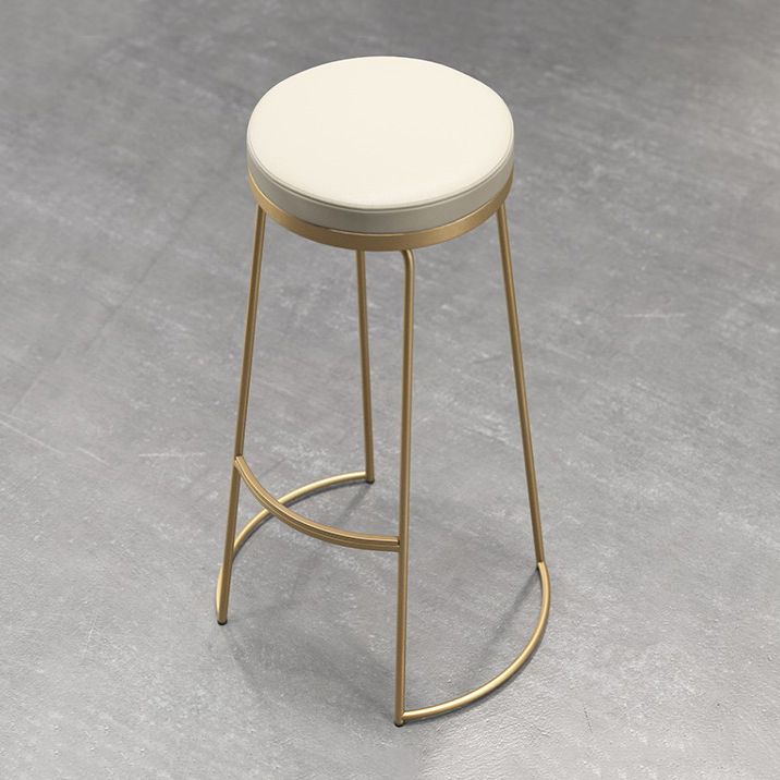 Glam Armless Backless Counter Stool Iron Bar Stool with Leather Cushion and Pedal Clearhalo 'Bar Furniture' 'Bar Stools' 'bar_stools' 'furn' 'furn_bar_stools' 'furniture_bar_stools' 'Kitchen & Dining Furniture' 'kitchen&dining_furn' 'kitchen' 'kitchen_furn' Furniture' 1200x1200_37929dca-d1e3-4198-92b2-543344fa876c