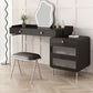 Glam Makeup Vanity Set with Glass Top, Black Vanity Dressing Table Set Clearhalo 'Bedroom Furniture' 'furn' 'furn_makeup_vanities' 'Furniture' 'Makeup Vanities' 'makeup_vanities' 1200x1200_3792c88a-96b4-4d6a-8567-87720cd7ec90