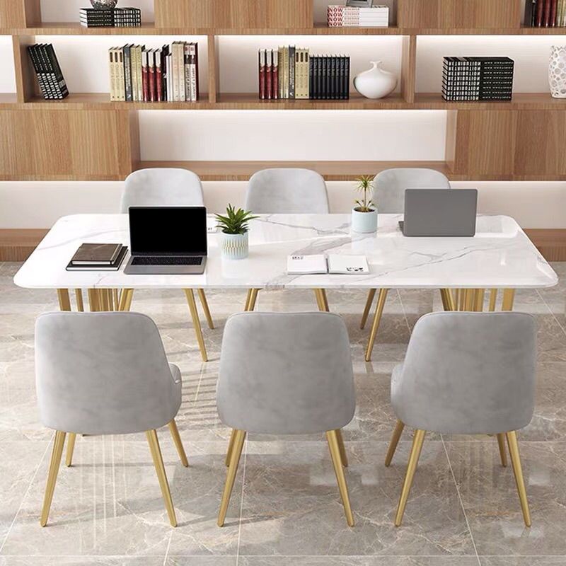 Rectangular Shaped Conference Table 2 Legs Writing Desk in White Clearhalo 'furn' 'furn_office_desk' 'Furniture' 'Office Desks' 'Office Furniture' 'office_desk' 1200x1200_3792f04c-8dbe-4cfa-b39a-e2b2d4440ef1