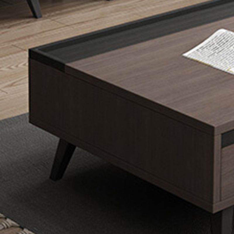 Modern 4 Legs Rectangle Cocktail Table in Wood with a Drawers Clearhalo 'Coffee & Accent Tables' 'Coffee Tables' 'coffee_tables' 'furn' 'furn_coffee_tables' 'Furniture' 'Living Room Furniture' 1200x1200_37954ef4-cd47-4157-979e-6a358e433e84