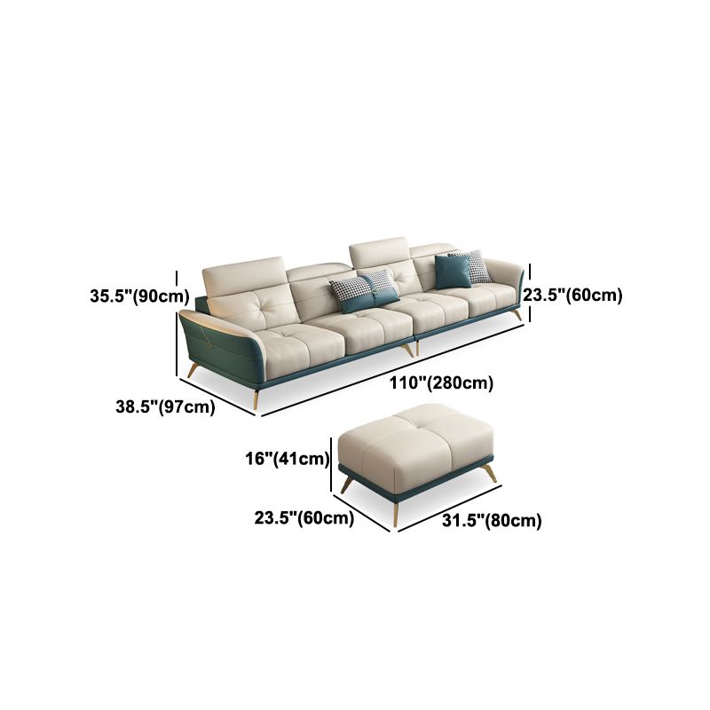 Smoking-Armse-Sofa 35,43 "Hoch echtes Leder-Tufted-Split-Back-Sofa