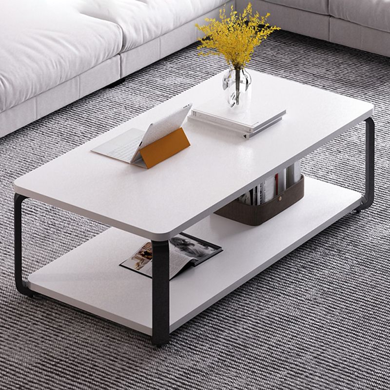 Nordic Rectangular Accent Table 18"H Coffee Table in White/Natural Finish Clearhalo 'Coffee & Accent Tables' 'Coffee Tables' 'coffee_tables' 'furn' 'furn_coffee_tables' 'Furniture' 'furniture_coffee_tables' 'Living Room Furniture' 1200x1200_3796137a-1c8f-4ba5-8084-ef7cfe9b6ab1