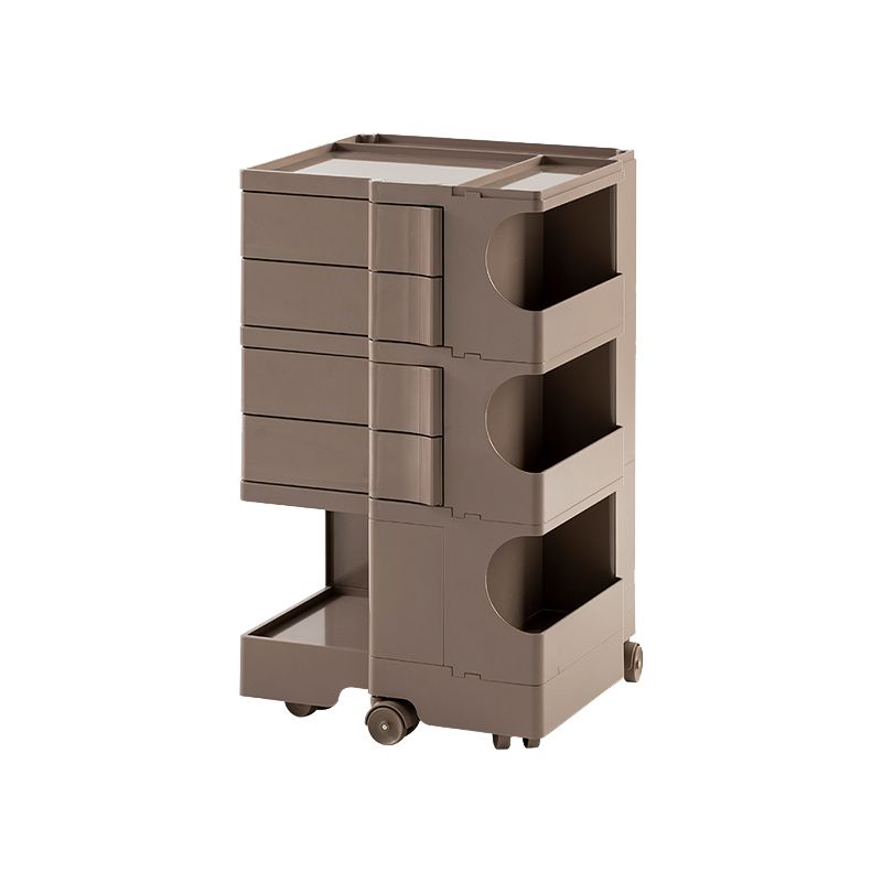 Moderner Plastik -Nachttisch Open Storage Night Ständer mit Rädern