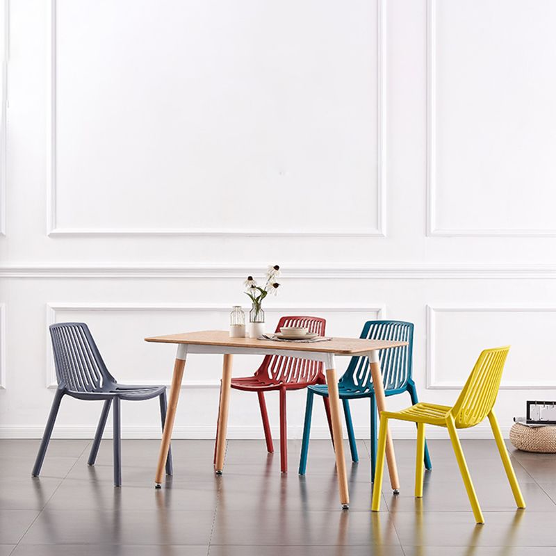 Restaurant Contemporary Plastic Side Chair Matte Finish Slat Back Dining Chair Clearhalo ' kitchen&dining_furn' 'Dining Chairs' 'Dining Tables & Seating' 'dining_chair' 'furn' 'furn_dining_chair' 'Furniture' 'furniture_dining_chair' 'Kitchen & Dining Furniture' 'kitchen' 1200x1200_3799b2f0-7fa3-4e18-b7c9-100698cfcbb0