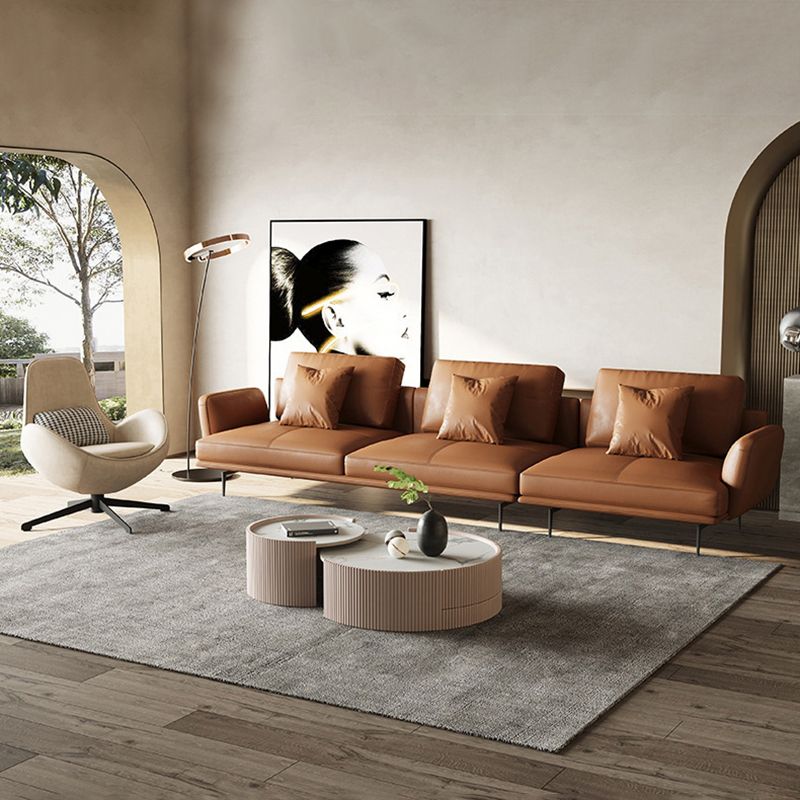 Tan Recessed Arm Sectionals Pillowed Back Cushions Corner Sofa Clearhalo 'furn' 'furn_sectionals' 'Furniture' 'furniture_sectionals' 'kitchen' 'kitchen_sectionals' 'Living Room Furniture' 'Sectionals' 1200x1200_379ae722-f9e4-4f7f-829c-b1a0c9ebb5fc