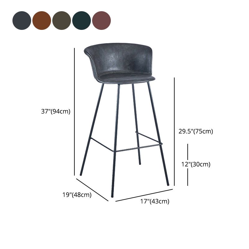 Industrial Style Bar-stool PU Leather Counter Bar Stool with Metal Legs Clearhalo 'Bar Furniture' 'Bar Stools' 'bar_stools' 'furn' 'furn_bar_stools' 'Furniture' 'furniture_bar_stools' 'Kitchen & Dining Furniture' 1200x1200_379bc1ce-2c8b-4040-8f43-313da33fee6e