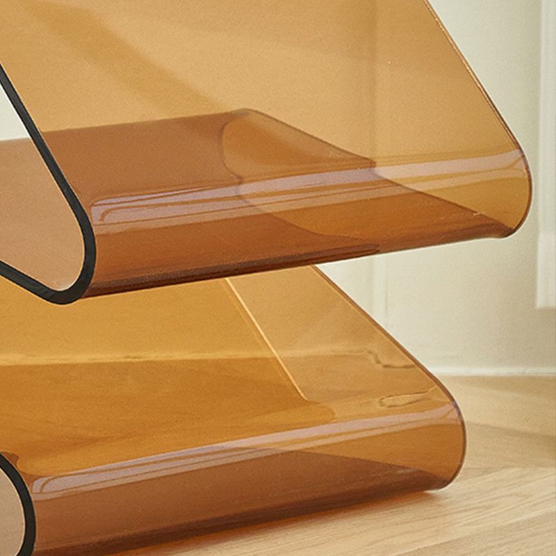 Contemporary Antique Finish Shelf Bookshelf Acrylic Geometric Bookcase