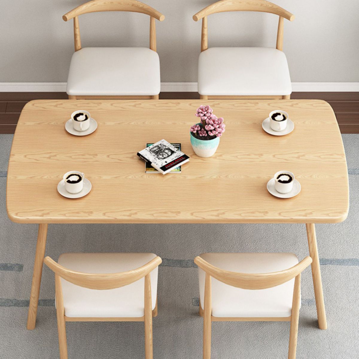 Contemporary Rectangular Dining Table with Trestle for 2-4 People