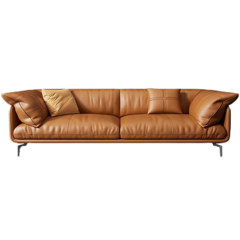Pillow Top Arm Sofa Modern Faux Leather Cushions Sofa in Orange Clearhalo 'furn' 'furn_sofas' 'Furniture' 'Living Room Furniture' 'Sofa' 'sofas' 1200x1200_37a1119f-fdd6-48fb-807b-1abff410e515