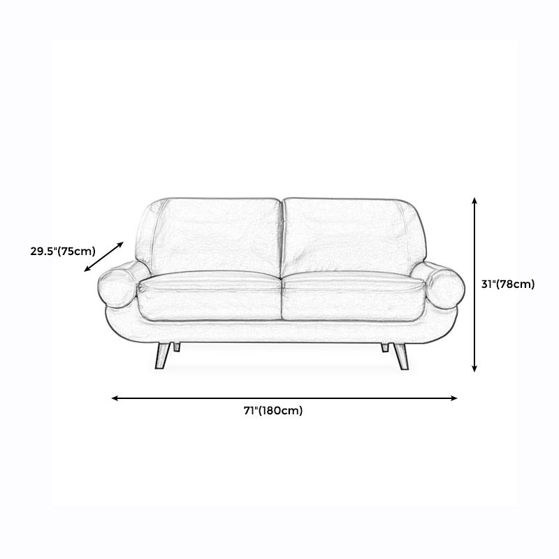 Sewn Pillow Back Sofa Modernism Faux Leather Pillow Top Arm Sofa