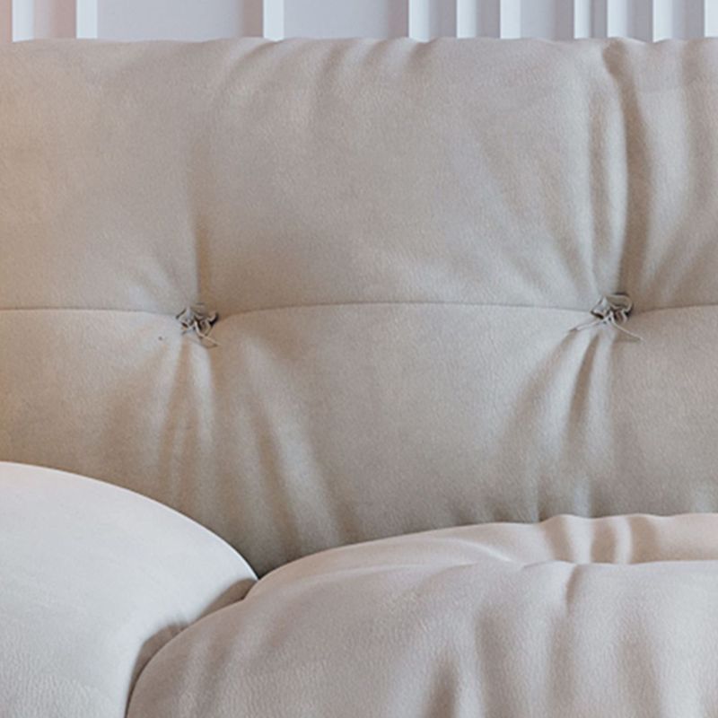 Contemporary Armless Settee Tufted Split-Back White Velvet Sofa