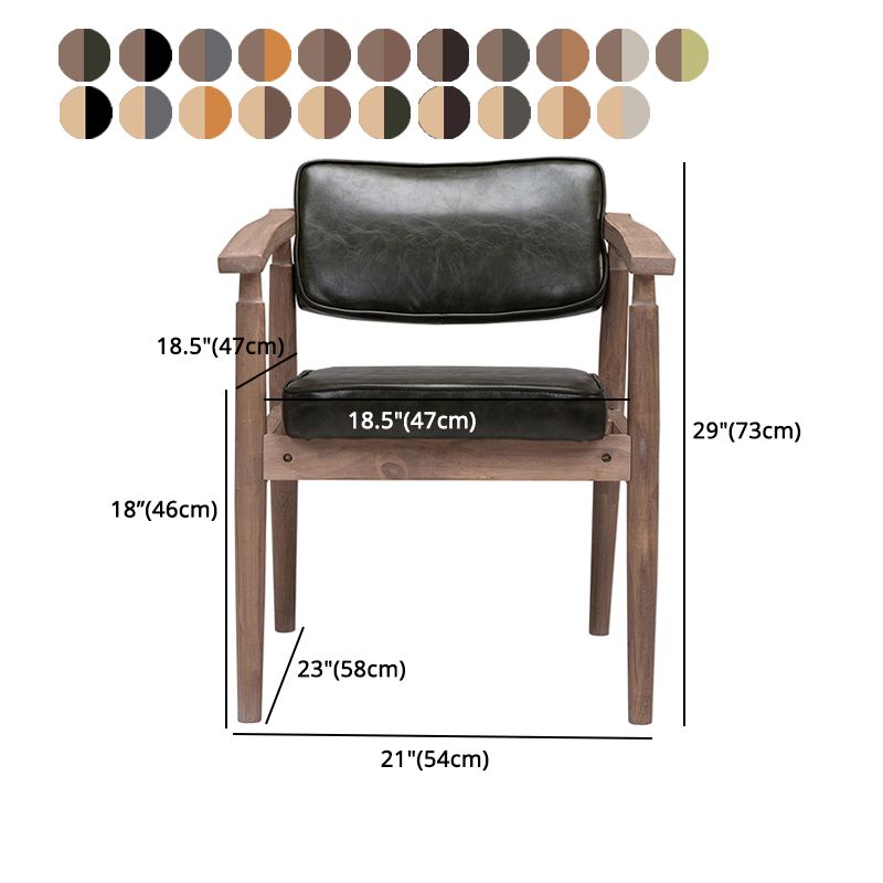 Farmhouse Rubberwood Open Back Arm Chair Matte Finish Leather Dining Chair Clearhalo ' kitchen&dining_furn' 'Dining Chairs' 'Dining Tables & Seating' 'dining_chair' 'furn' 'furn_dining_chair' 'Furniture' 'furniture_dining_chair' 'Kitchen & Dining Furniture' 'kitchen' 1200x1200_37a49b8c-c54d-4295-af09-713806c12aa0