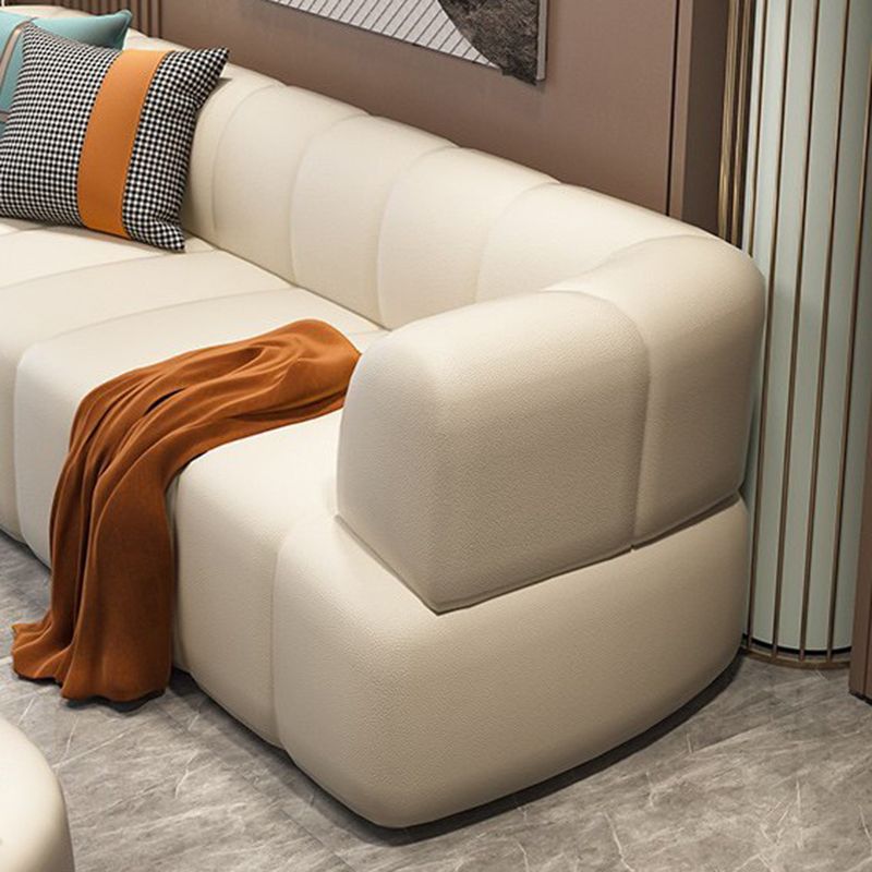 Sofá estándar contemporáneo de brazo de cuero de cuero sintético para sala de estar para sala de estar