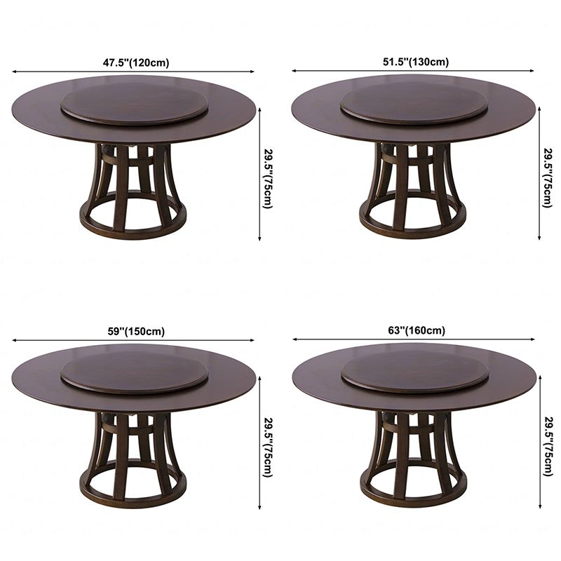 Rotatable Wooden Round Table in Brown Rubber Wood Dining Table with Pedestal Clearhalo ' dining_table' 'Dining Tables & Seating' 'Dining Tables' 'furn' 'furn_dining_table' 'Furniture' 'furniture_dining_table' 'Kitchen & Dining Furniture' 'kitchen&dining_furn' 'kitchen' 'kitchen_dining_table' 1200x1200_37a7f741-75bf-451a-8b4f-d07a8f9da57f