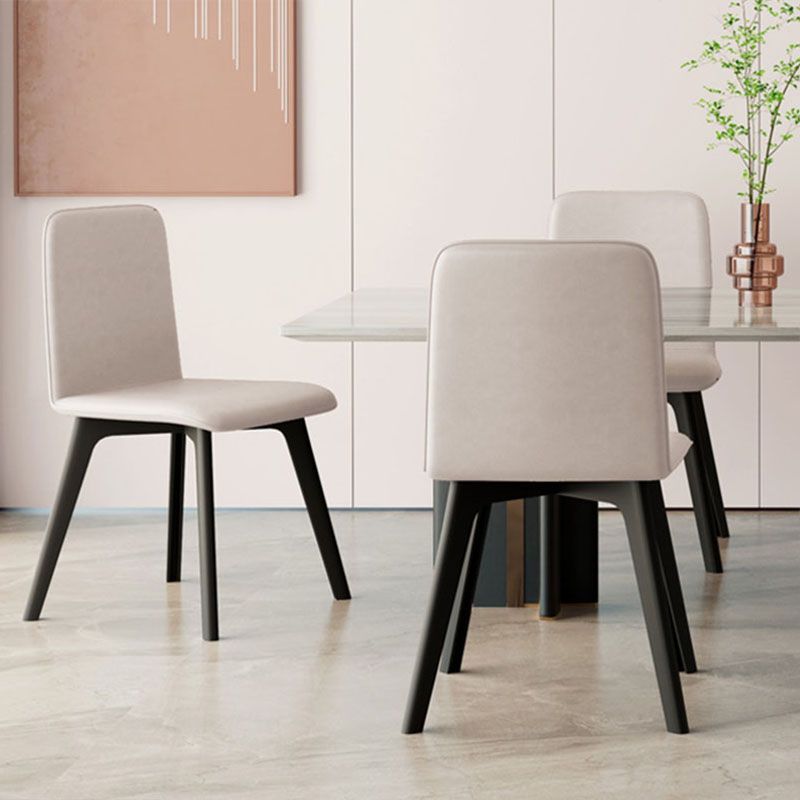 Contemporary Side Chair with Black Wood Legs Matte Finish Solid Back Dining Chair