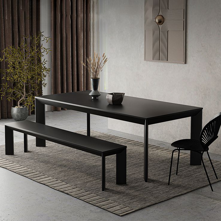 Modern Rectangle Dining Site Table Black Solid Wood 4 Legs Dining Table Clearhalo 'Dining Tables & Seating' 'Dining Tables' 'dining_table' 'furn' 'furn_dining_table' 'Furniture' 'Kitchen & Dining Furniture' 1200x1200_37a91fa6-d410-43bd-98b5-1002dd232c79