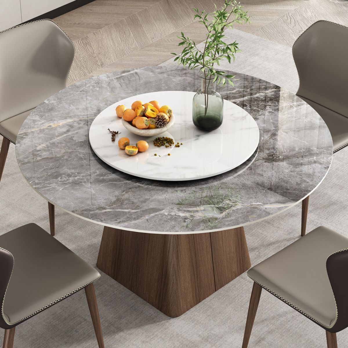 Contemporary Round Shape Dining Set Sintered Stone Top Dining Table Furniture for Restaurant Clearhalo 'Dining Room Sets' 'Dining Tables & Seating' 'dining_room_set' 'furn' 'furn_dining_room_set' 'Furniture' 'furniture_dining_room_set' 'Kitchen & Dining Furniture' 'kitchen&dining_furn' 'kitchen' 1200x1200_37a97bf4-9a2c-43f2-b666-d62e1fdf0d56
