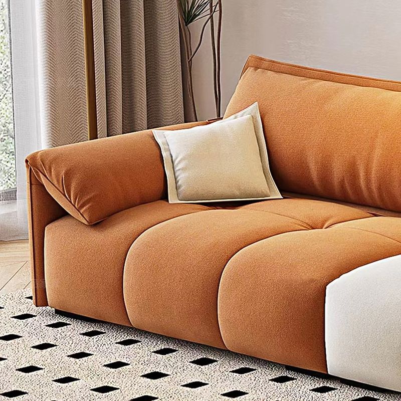 Tufted Loose Back Sofa with Chaise Nordic Pillow Top Arm Sofa in Orange and White Clearhalo 'furn' 'furn_sectionals' 'Furniture' 'Living Room Furniture' 'Sectionals' 1200x1200_37a9e196-dbdc-40c3-966b-092f1433abe4