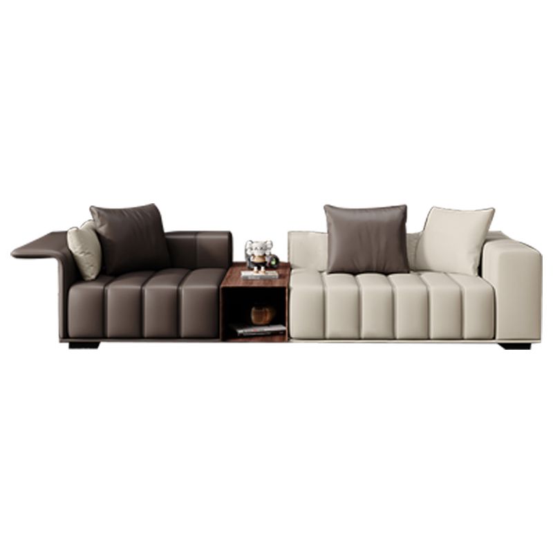 Contemporary Sofa Faux Leather Tufted Off-White Convertible Sofa for Living Room Clearhalo 'furn' 'furn_sofas' 'Furniture' 'Living Room Furniture' 'Sofa' 'sofas' 1200x1200_37aa80c9-435b-444c-aaee-66261617250e